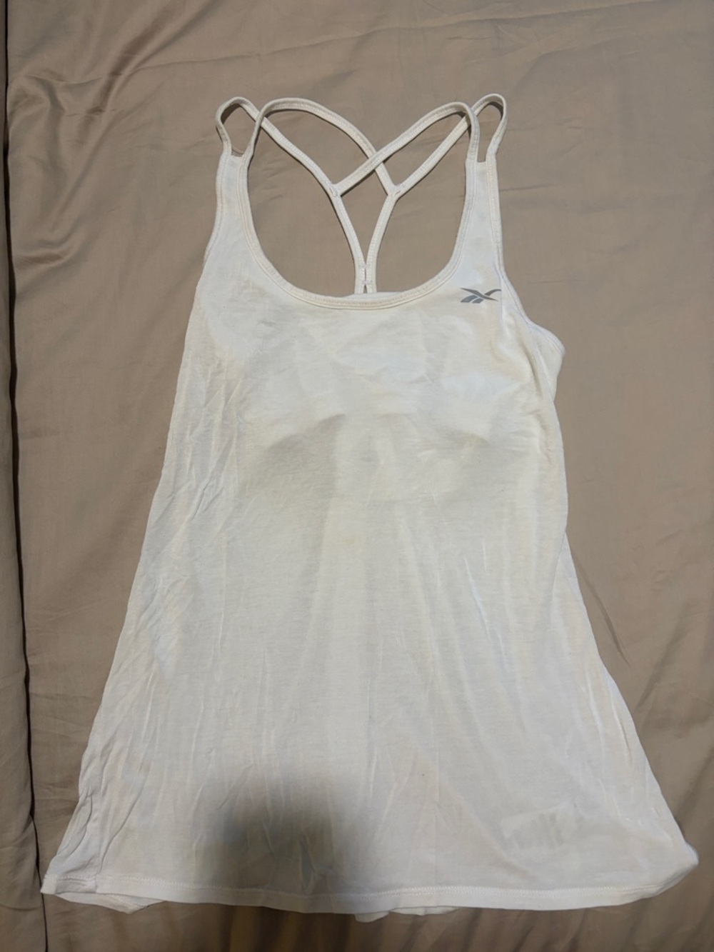 Reebok White Strappy Crisscross Athletic Tank